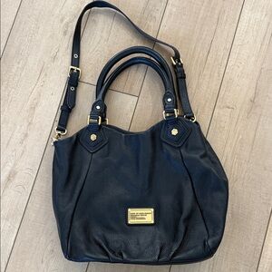 Marc By Marc Jacobs Black Leather Tote with Gold Accents